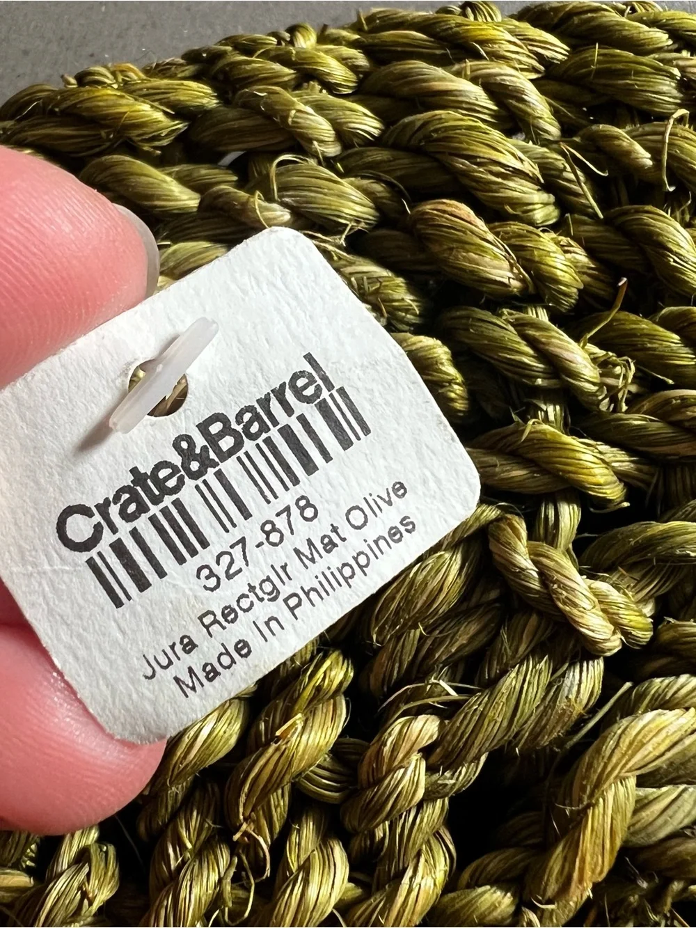 NEW Crate&Barrel Olive Jute Placemat Duo